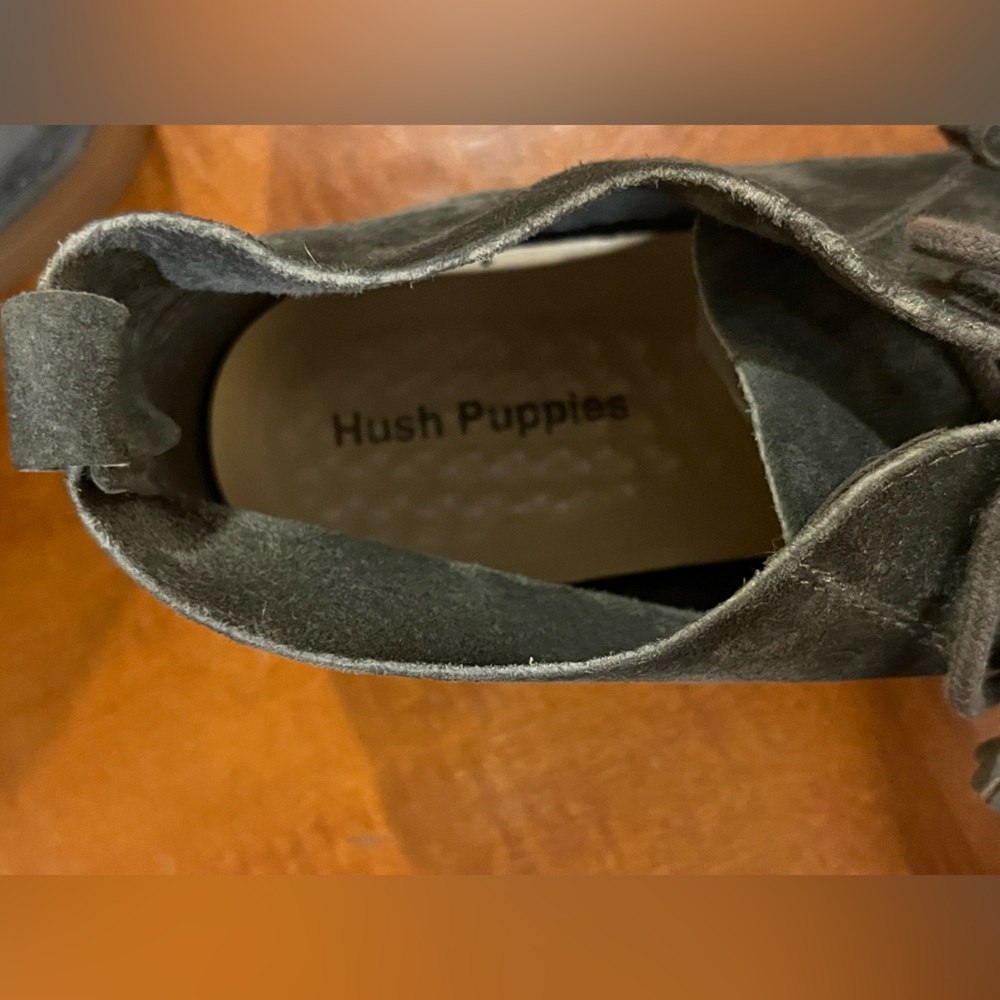 Hush Puppies Gray Suede Leather Tassel Lace Up Chukka Ankle Boots Size 10 - Picture 8 of 13